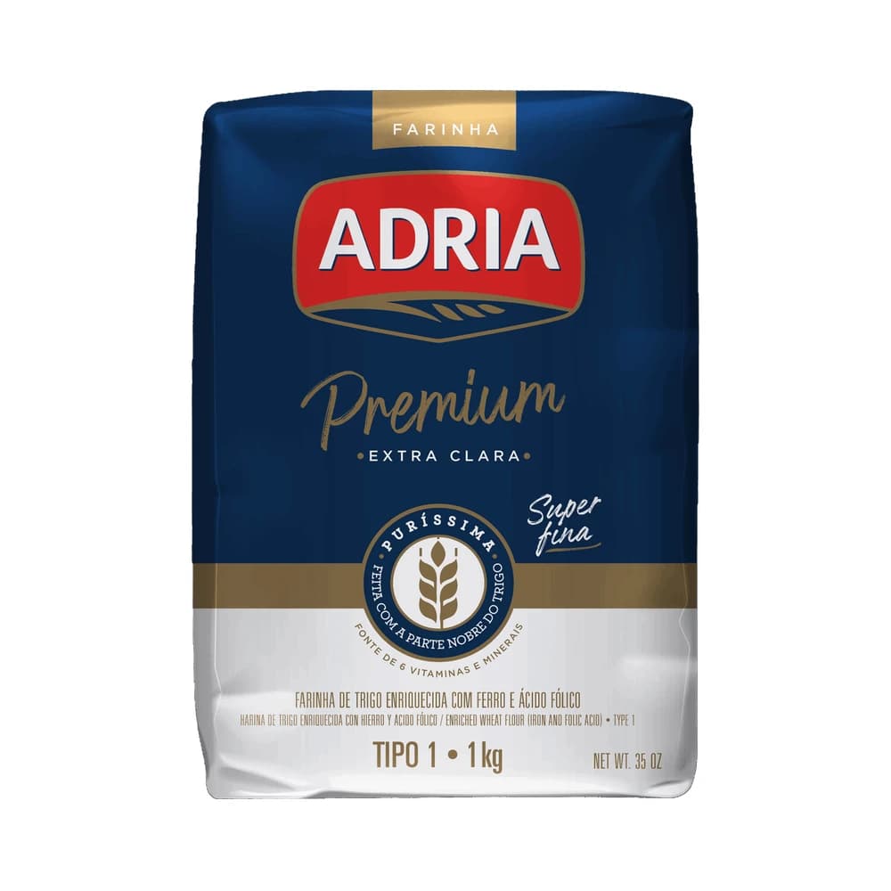 Farinha de Trigo Tipo 1 Extra Clara Adria Premium Pacote 1kg